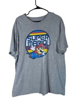 Super Mario World Gaming Gray Crew Neck Short Sleeve Casual T-Shirt Men Sz XL